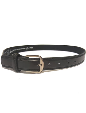 Mens Sidney Matte Finish Slim Leather Belt in Black