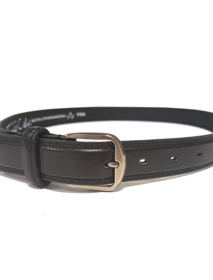 Mens Sidney Matte Finish Slim Leather Belt in Black
