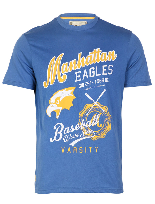 South Shore Baseball Crew Neck T-shirt in Federal Blue