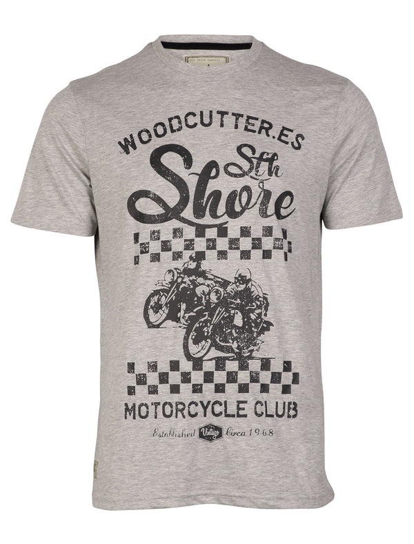 South Shore Woodcutter Printed T-shirt in Lt Grey Marl