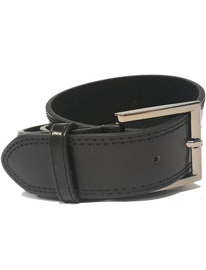 Mens Wilson Square Buckle Leather Belt in Black