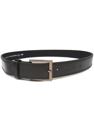 Mens Wilson Square Buckle Leather Belt in Black