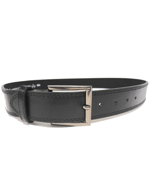 Mens Wilson Square Buckle Leather Belt in Black