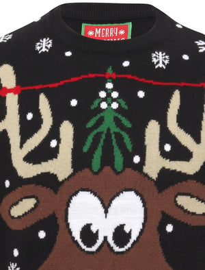 Pucker Up Novelty Christmas Jumper in Black - Merry Christmas