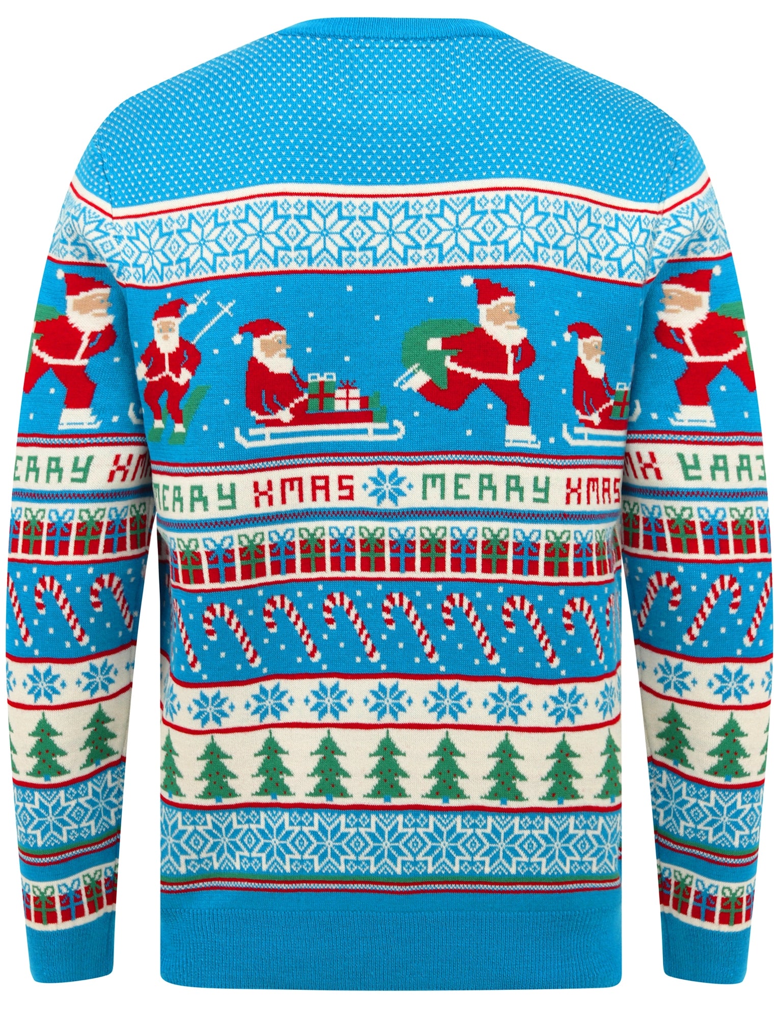 Xmas Active Santa Wallpaper Print Novelty Christmas Jumper in Blue M Tokyo Laundry