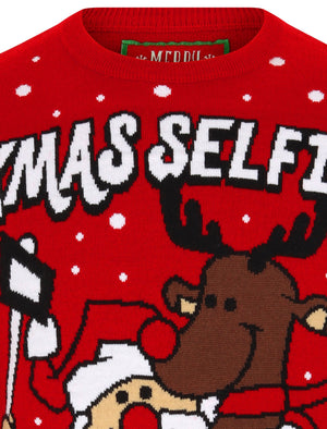 Xmas Selfie Motif Novelty Christmas Jumper in George Red - Merry Christmas