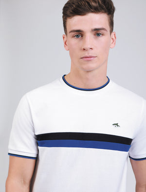 Milliner Crew Neck Cotton Pique T-Shirt In Bright White - Le Shark