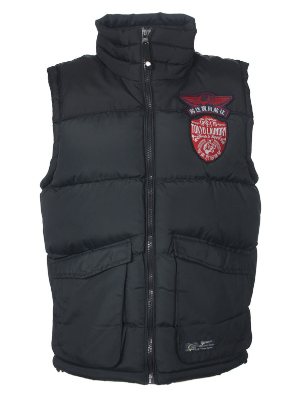 Kintyre branded patch zip up gilet in dark navy - Tokyo Laundry
