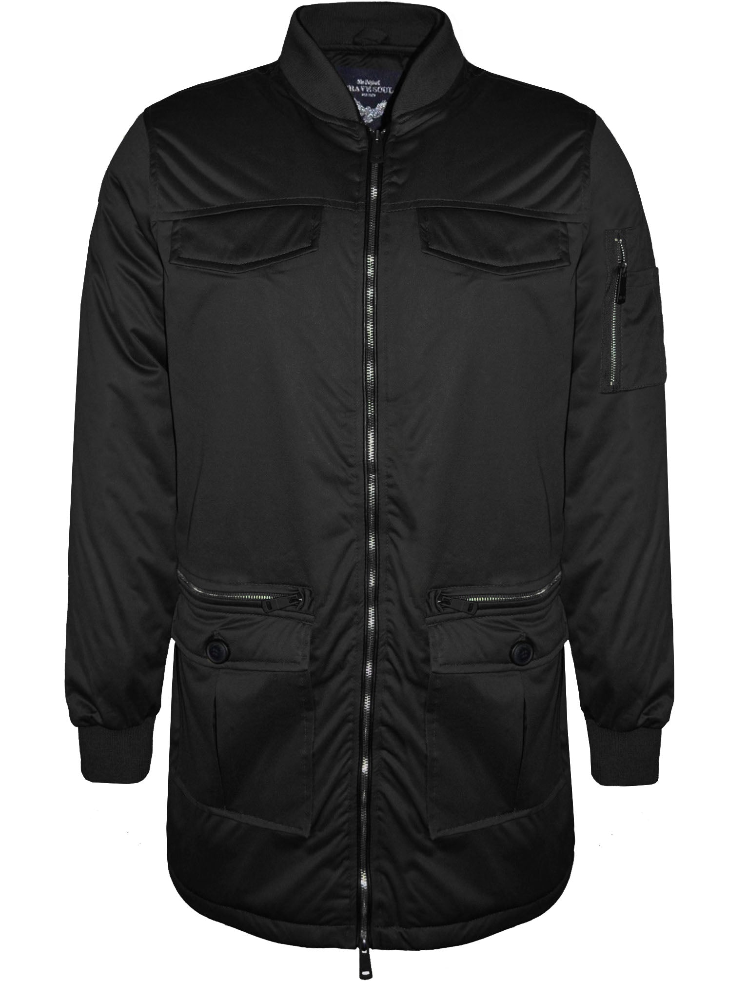 Longline Black Bomber Jacket Neves Longline Bomber Jacket Black
