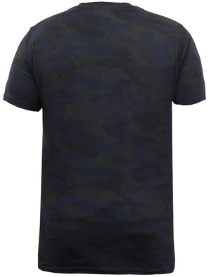 Tyler Camouflage Print Crew Neck T-shirt In Navy