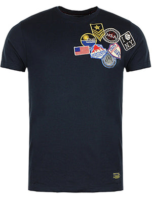Stuart Patch Embroidery Short Sleeve T-Shirt in Navy