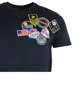 Stuart Patch Embroidery Short Sleeve T-Shirt in Navy