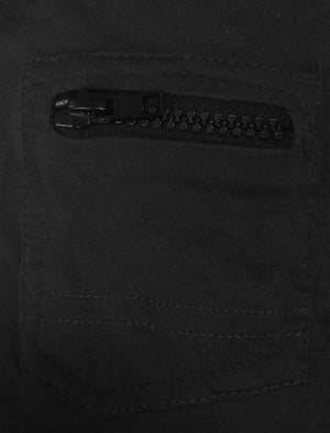 Shaun Crew Neck T-Shirt with Zip Sleeve Pocket In Black