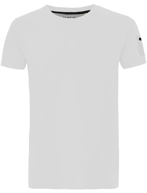 Shaun Crew Neck T-Shirt with Zip Sleeve Pocket In White