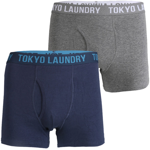 Boxer Shorts Set in Midnight Blue / Mid Grey Marl - Tokyo Laundry