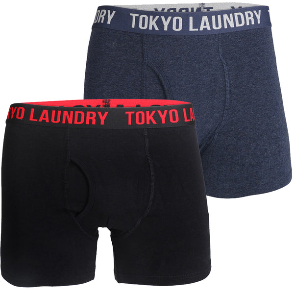 Boxer Shorts Set in Mood Indigo Marl / Black - Tokyo Laundry