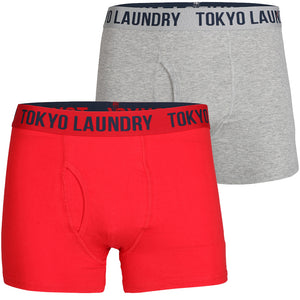Boxer Shorts Set in Tokyo Red / Light Grey Marl - Tokyo Laundry