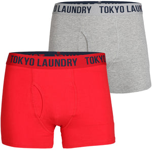 Condray Boxer Shorts Set in Tokyo Red / Light Grey Marl - Tokyo Laundry
