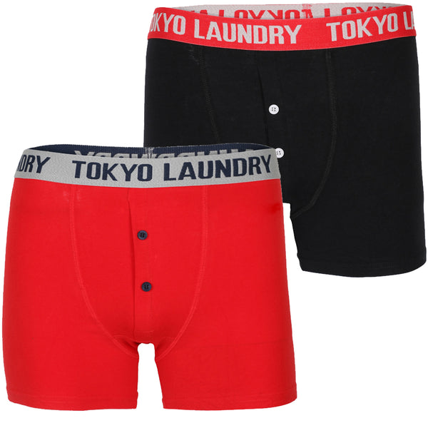 Consort Boxer Shorts Set in Black / Tokyo Red - Tokyo Laundry