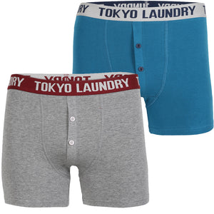 Consort Boxer Shorts Set in Mid Grey Marl / Kingfisher Blue - Tokyo Laundry
