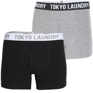 Copperfield Boxer Shorts Set in Mid Grey Marl / Black - Tokyo Laundry