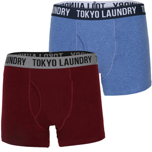 Dewport ( 2 Pack) Boxer Shorts Set in Oxblood / Cornflower Blue Marl - Tokyo Laundry