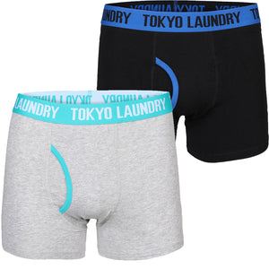 Dyott ( 2 Pack)  Boxer Shorts Set in Ocean / Virdian Green - Tokyo Laundry