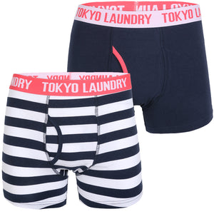 Sterndale Striped Boxer Shorts Set in Optic White / Paradise Pink - Tokyo Laundry