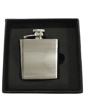 Nick 2½ oz Polished Stainless Steel Hip Flask in Silver