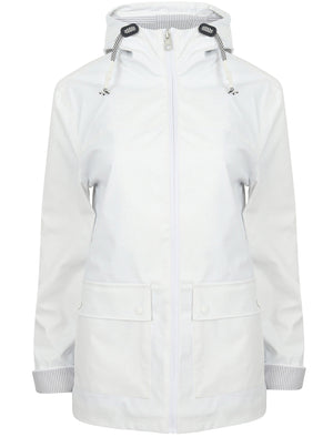Puffin Shower Resistant Hooded Rain Coat in Bright White - Northern Expo