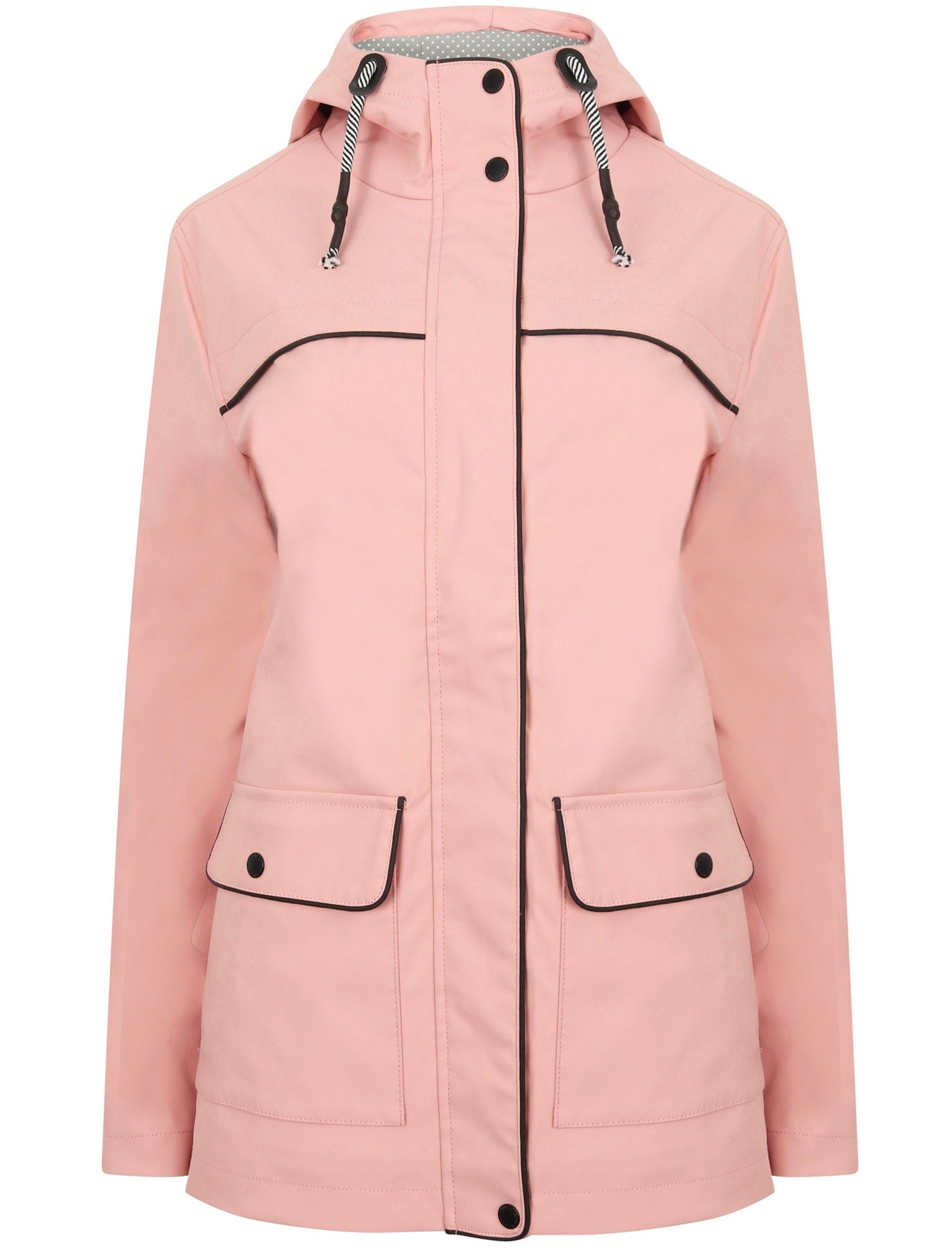 Snowdrop Shower Resistant Hooded Rain Coat in Silver Pink