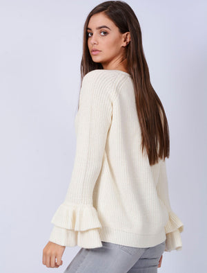 TL Ocean Jumper with Frill Sleeves in Clean Cream - Tokyo Laundry