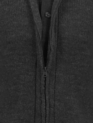 Men's mock double layer zipped charcoal cardigan - Old Boys Network