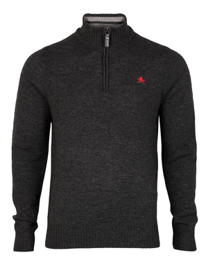 Lamb Wool Blend Funel Neck Jumper in Charcoal