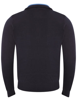 Men's Cotton Rich Zip Sweater in Navy