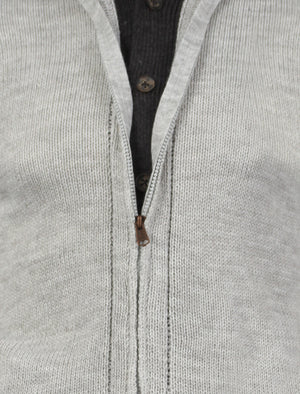 Men's mock double layer zipped grey cardigan - Old Boys Network