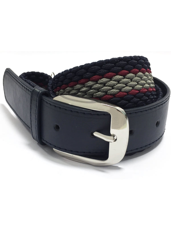 Oscar Striped Woven Belt in Mid Blue / Grey / Red