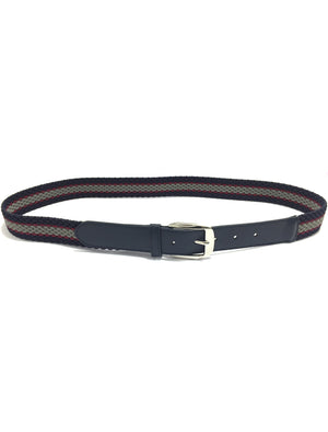 Oscar Striped Woven Belt in Mid Blue / Grey / Red