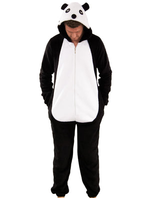 Panda black & white fleece animal onesie