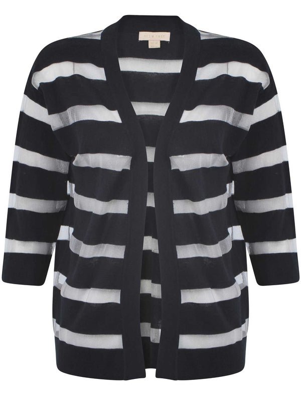 Plum Tree Taylor navy sheer striped cardigan