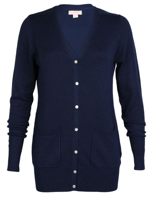 Plum Tree Ambrosa fine knitted cardigan in Navy