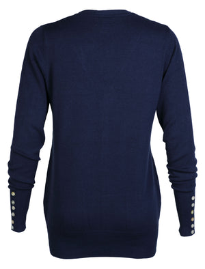 Plum Tree Ambrosa fine knitted cardigan in Navy