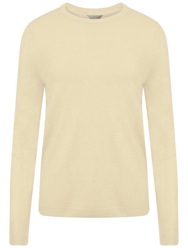 Hallam Crew Neck Cashmillon Knitted Jumper in Clean Cream - Plum Tree