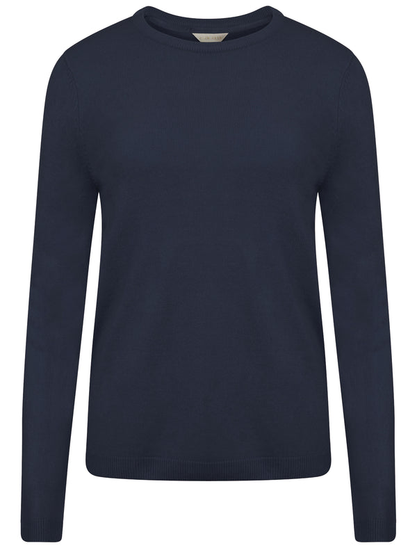 Hallam Crew Neck Cashmillon Knitted Jumper in Sailor Blue - Plum Tree
