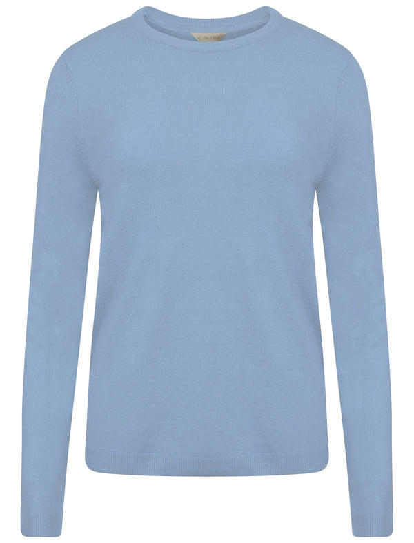 Hallam Crew Neck Cashmillon Knitted Jumper in Sky Blue - Plum Tree