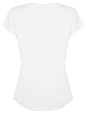 Hyacinth Floral Cotton Crew Neck T-Shirt In White - Plum Tree
