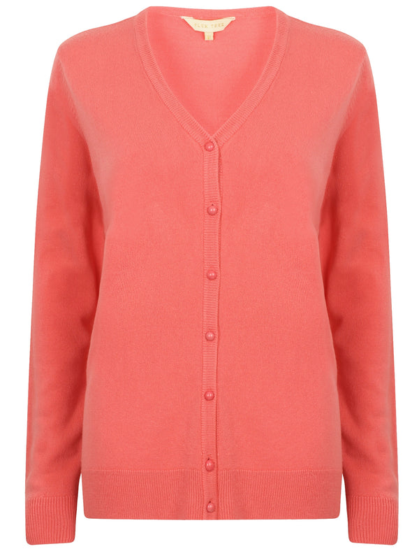 Monet2 Knitted V Neck Cardigan In Tea Rose - Plum Tree