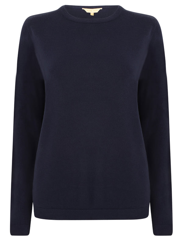 Obama2 Crew Neck Knit Jumper In Dark Navy - Plum Tree