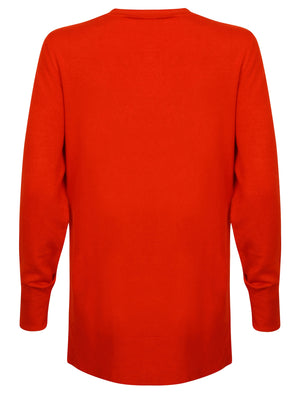 Wycliffe Button Up Cardigan in Molten Lava Red - Plum Tree