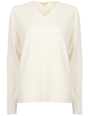 Scully2 V Neck Knit Jumper In Clean Cream - Plum Tree